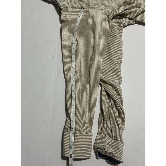Cremieux Classics Men’s Seersucker Button-Down Shirt Size M Beige Stripped - Picture 10 of 11